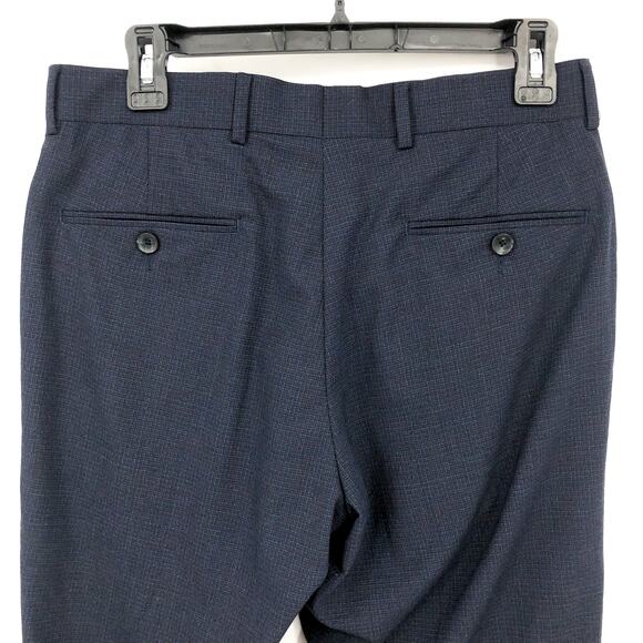 NORDSTROM Men's Tech Smart Dress Pants 30R Blue Check Trim Fit Textured NWT - Picture 5 of 8